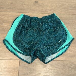 NIKE Green Teal Cheetah Print Tempo Dri-Fit Active Workout‎ Running Gym Shorts S